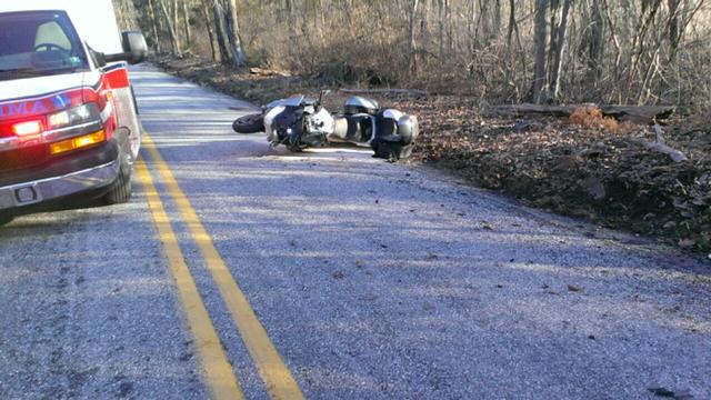 Motor Vehicle Accident with Injuries - Deer vs. motorcycle on Fickes Road in Warrington Township 4-1-14 Photo by Larry Anderson